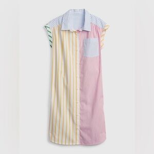GAP Kids Mix Multi Stripe Cap Sleeve Button Down Collared Shirtdress Size M 8